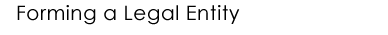 Forming a Legal Entity