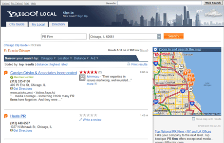 Yahoo Local Search