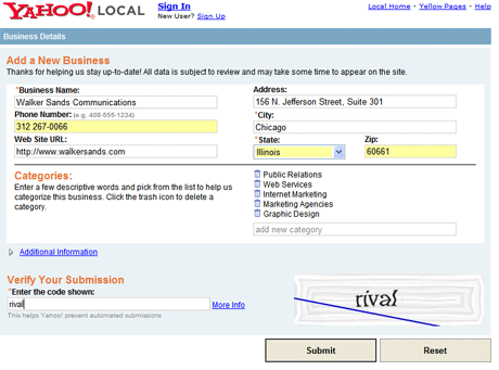 Yahoo Local Search