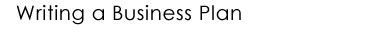 Writing a Business Plan