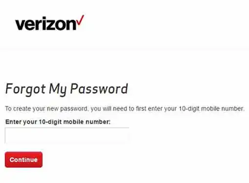 Verizon Forgot Password